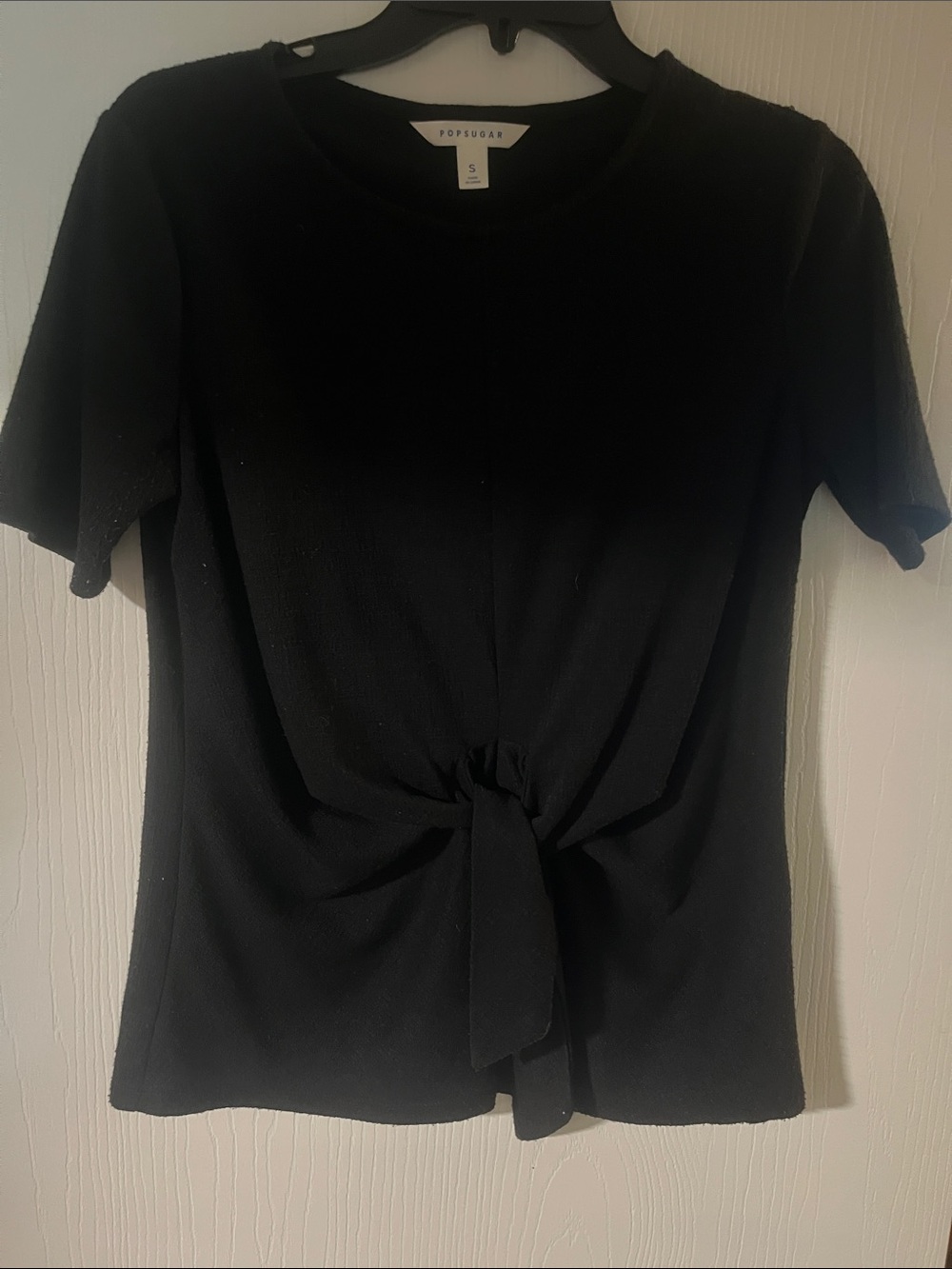 POPSUGAR Black Front Tie Short Sleeve top